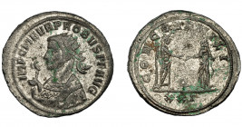 IMPERIO ROMANO. PROBO. Antoniniano. Siscia (276-282). R/ Probo dando la mano a Concordia; CONCORIDA MILIT, Q/XXI. VE 3,97 g. 23,7 mm. RIC-650. Leves o...