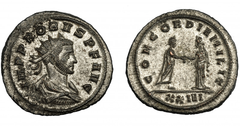 IMPERIO ROMANO. PROBO. Antoniniano. Siscia (276-282). R/ Probo a der. dando la m...
