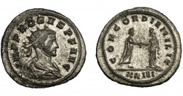 IMPERIO ROMANO. PROBO. Antoniniano. Siscia (276-282). R/ Probo a der. dando la mano a Concordia; CONCORDIA MILIT, exergo XXIVI. VE 4,26 g. 22,9 mm. RI...