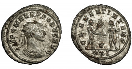 IMPERIO ROMANO. PROBO. Antoniniano. Cizycus (276-282). R/ Probo con cetro rematado en águila recibe globo de Júpiter frente a él; CLEMENTIA TEMP, V/XX...