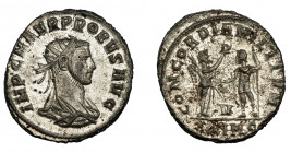 IMPERIO ROMANO. PROBO. Antoniniano. Cyzicus (276-282). R/ Probo con lanza a izq. frente a Victoria que le tiende una corona; CONCORDIA MILITVM, V/XXIM...