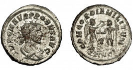 IMPERIO ROMANO. PROBO. Antoniniano. Cyzicus (276-282). R/ Probo con lanza a izq. frente a Victoria que le tiende una corona; CONCORDIA MILITVM, T/XXIM...