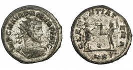 IMPERIO ROMANO. PROBO. Antoniniano. Antioquía (276-282). R/ Probo con cetro a der. recibe Victoria sobre globo de Júpiter frente a él; CLEMENTIA TEMP,...