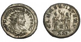 IMPERIO ROMANO. PROBO. Antoniniano. Antioquía (276-282). R/ Probo con cetro a der. recibe Victoria sobre globo de Júpiter frente a él; CLEMENTIA TEMP,...