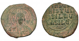 IMPERIO BIZANTINO. Folles anónimos (1020-1035). AE 8,59 g. 26,8 mm. SBB-1818. Pátina verde. BC+.