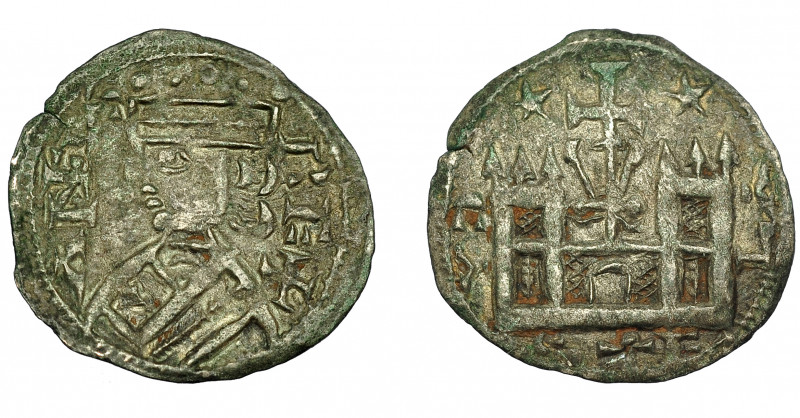 REINOS DE CASTILLA Y LEÓN. ALFONSO VIII. Dinero. Marcas *-*. VE 0,78 g. 16,7 mm....