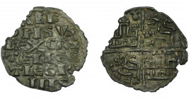 REINOS DE CASTILLA Y LEÓN. ALFONSO X. Dinero. Coruña. VE 0,63 g. 17,1 mm. III-230. BMM-361. Roturas al borde. MBC+.