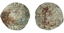 REINOS DE CASTILLA Y LEÓN. ALFONSO X. Dinero de seis líneas. Marca estrella. VE 0,73 g. 17,4 mm. III-234. BMM-373. Oxidaciones. MBC-.