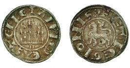 REINOS DE CASTILLA Y LEÓN. ALFONSO X. Pepión-dinero. Murcia. Marca H. VE 1,08 g. 19,6 mm. III-253.1. BMM-347.1. MBC-.