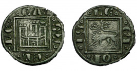 REINOS DE CASTILLA Y LEÓN. ALFONSO X. Óbolo-meaja. Marca creciente sobre la torre derecha. VE 0,48 g. 14,2 mm. III-288. BMM-418. MBC+/MBC.