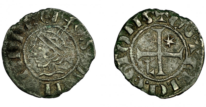 REINOS DE CASTILLA Y LEÓN. SANCHO IV. Seisén-meaja coronada. León. VE 0,54 g. 14...