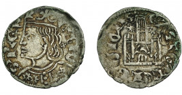 REINOS DE CASTILLA Y LEÓN. ALFONSO XI. Cornado. Murcia. *-*/M en puerta, aspa detrás del busto. VE 0,86 g. 19,1 mm. III-339.1 vte. BMM-476.1. MBC.