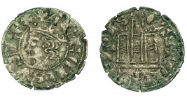 REINOS DE CASTILLA Y LEÓN. ALFONSO XI. Cornado. Coruña. Venera antigua bajo castillo. VE 0,81 g. 19,4 mm. III-343. BMM-479. Leves oxidaciones. MBC-.