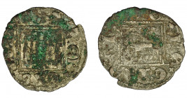 REINOS DE CASTILLA Y LEÓN. ALFONSO XI. Novén. Sevilla. S tumbada. A/ + AL/REI/CAS/TELL/E. VE 0,71 g. 18,6 mm. III-358.1 vte. BMM-486.1 vte. Oxidacione...