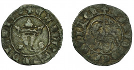 REINOS DE CASTILLA Y LEÓN. JUAN I. Blanca del Agnus Dei. Burgos. B-S en rev. VE 1,36 g. 21,6 mm. III-549. BMM-723. MBC-.
