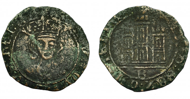 REINOS DE CASTILLA Y LEÓN. ENRIQUE IV. 1/2 cuartillo. Burgos. VE 1,38 g. 21 mm. ...