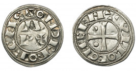 EMISIONES CONDALES Y EPISCOPALES CATALANAS. VIZCONDADO DE BEARN. Diner. A nombre de CENTUL. Siglos XI-XV. A/ + ONORFORCAS. R/ CENTVLLO COME. AR 1,06 g...