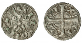 CORONA DE ARAGÓN. ALFONSO EL CASTO (1162-1196). Dinero. Barcelona. VE 0,99 g. 19,02 mm. IV-296. MBC.