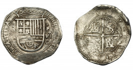 FELIPE II. 8 reales. 1590/89. Granada. F. AC-645 vte. Rara. MBC.