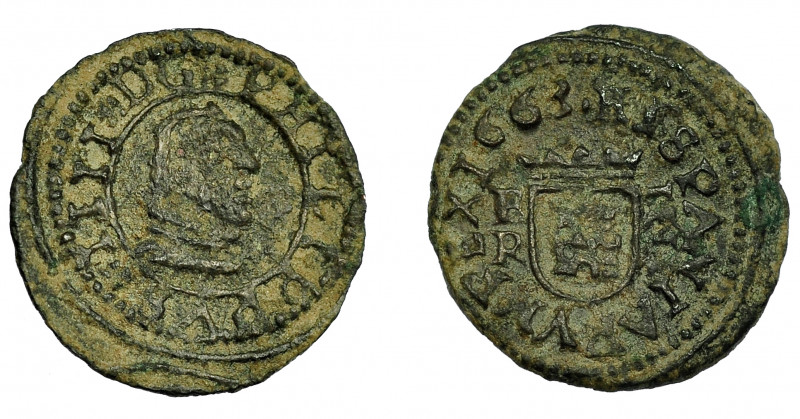 FELIPE IV. 2 maravedíes. 1663. Burgos. R. AC-113. MBC.