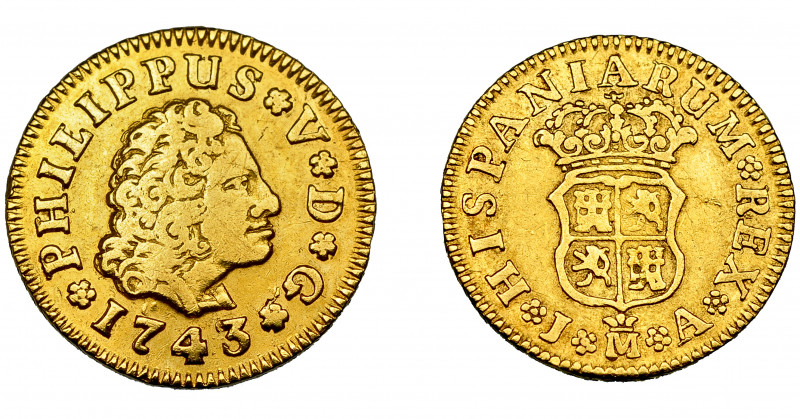 FELIPE V. 1/2 escudo. 1743. Madrid. JA. VI-1277. MBC-.