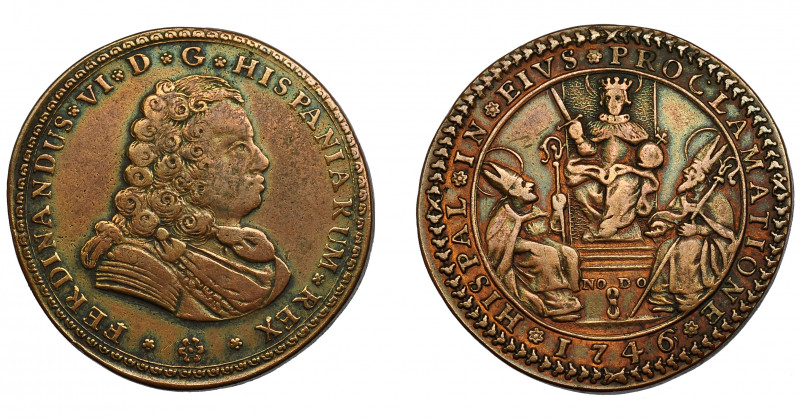 FERNANDO VI. Medalla.1746. Proclamación en Sevilla. AE 34 mm. H-27 vte. metal. M...