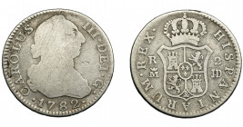 CARLOS III. 2 reales. 1782. Madrid. JD. AC-632. BC/BC+.