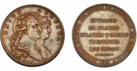 CARLOS IV. Medalla. 1801. Invento de DROZ. Canto liso. Firma M.G.S. (Sepúlveda). AE 39,5 mm. MPN-305 vte. EBC.