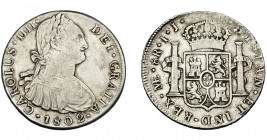 CARLOS IV. 8 reales. 1802. Lima. IJ. VI-764. MBC-/MBC.