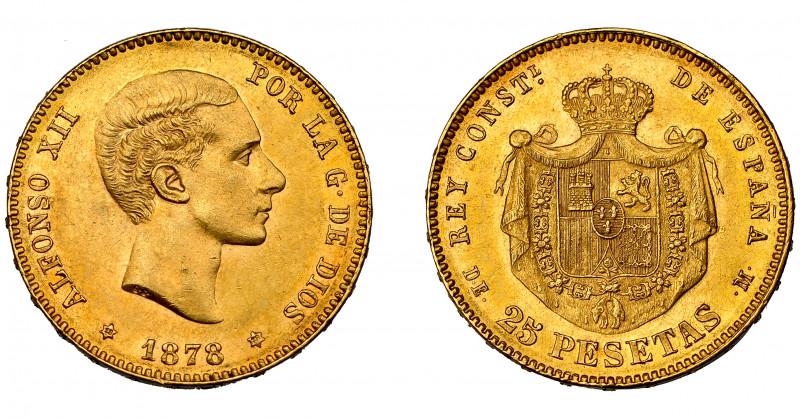 ALFONSO XII. 25 pesetas. 1878*18-78. Madrid. DEM. VII-105. EBC-/EBC.