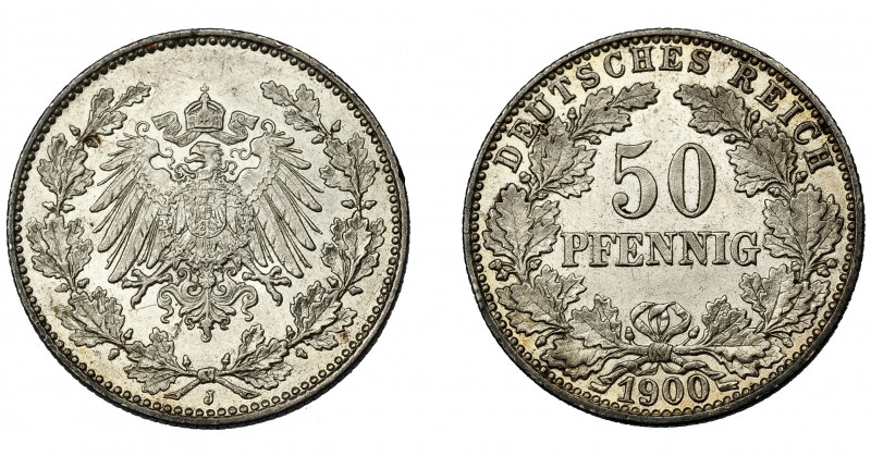 MONEDAS EXTRANJERAS. ALEMANIA Y ESTADOS ALEMANES. 50 Pfennig. 1900 J. KM-15. B.O...