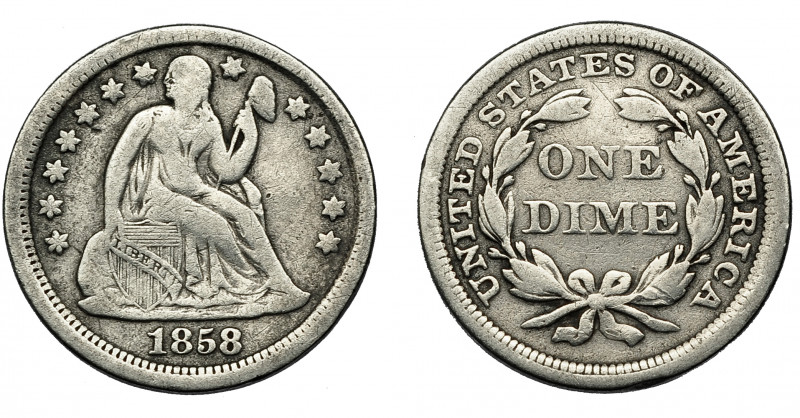 MONEDAS EXTRANJERAS. ESTADOS UNIDOS DE AMÉRICA. Dime. 1858. KM-A63.2. MBC-.