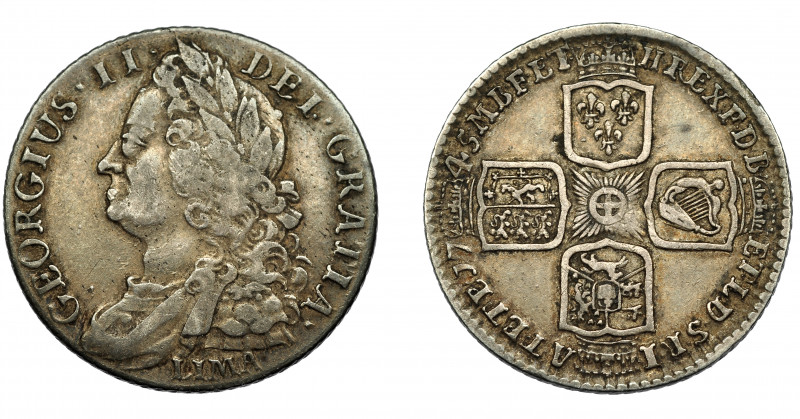 MONEDAS EXTRANJERAS. GRAN BRETAÑA. Chelín. 1745. LIMA. KM-583.2. MBC.