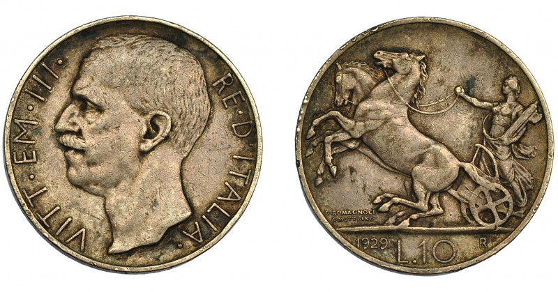 MONEDAS EXTRANJERAS. ITALIA Y ESTADOS ITALIANOS. 10 liras. 1929. R. KM-68.1. Peq...