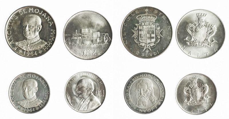 MONEDAS EXTRANJERAS. MALTA. Lote de 4 monedas. 1962-1972. SC.