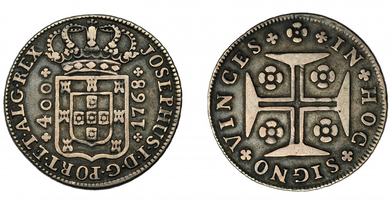 MONEDAS EXTRANJERAS. PORTUGAL. 400 reis. Pinto. 1768. KM-255.1. MBC.