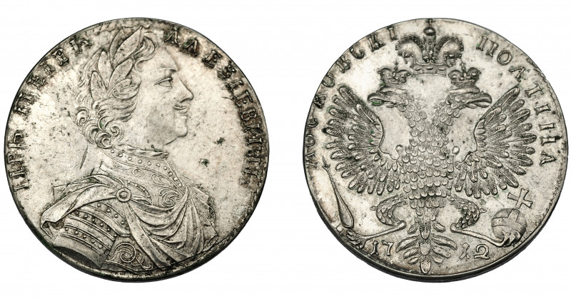 MONEDAS EXTRANJERAS. RUSIA. 1/2 rublo (poltina). 1712. Moscú. AR 14,45 g. KM-137...