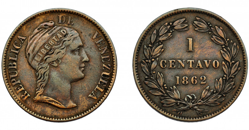 MONEDAS EXTRANJERAS. VENEZUELA. Centavo. 1862. KM-Y-7. MBC.