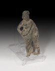 ROMA. Imperio Romano. Figura de Esculapio (II-III d.C.). Bronce. Altura 7,8 cm. No incluye soporte.