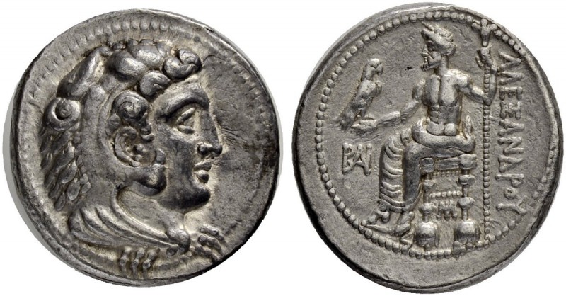 MACEDONIAN EMPIRE. Alexander III, 336-323. Tetradrachm 325/323, Myriandrus. Obv....