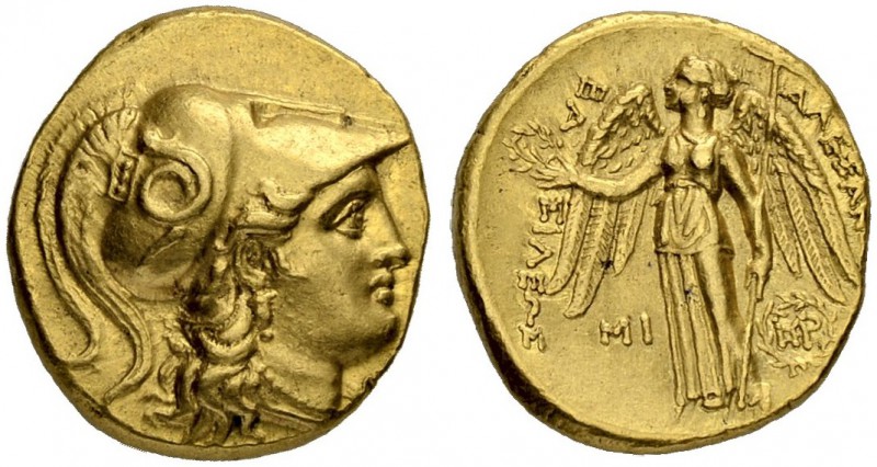 MACEDONIAN EMPIRE. Alexander III, 336-323. Gold stater 311/305, Babylon. Posthum...