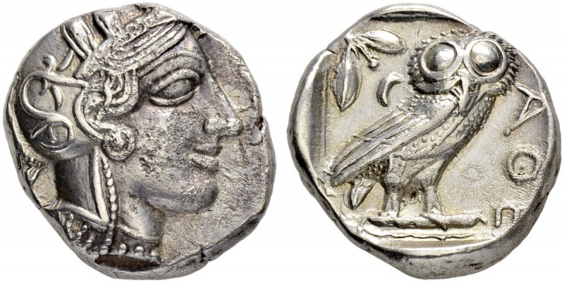ATTICA. Athens. Tetradrachm 454/404. Obv. Helmeted head of Athena to r. Rev. ΑΘΕ...