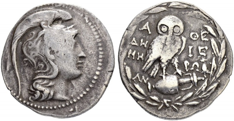 ATTICA. Athens. Tetradrachm 174/173. New Style. Obv. Helmeted head of Athena to ...