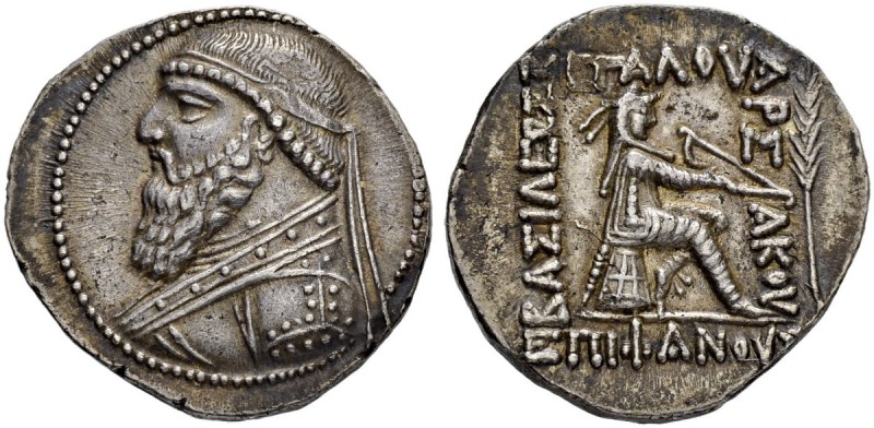 PARTHIAN EMPIRE. Mithradates II, 121-91. Tetradrachm 120/117, Seleucia. Obv. Bea...