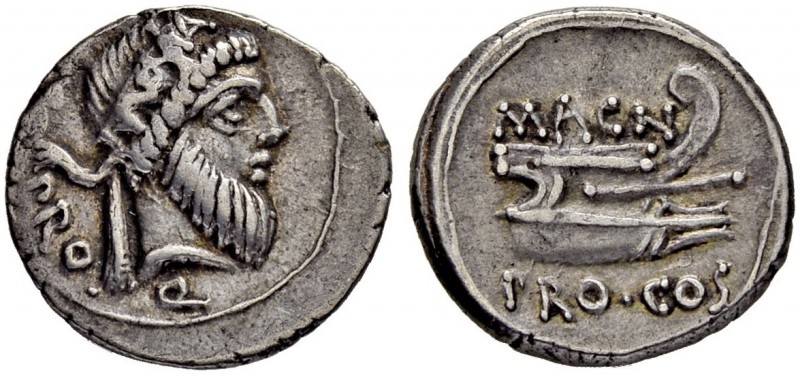 Cnaeus Pompeius Magnus. Denarius 49, Moving mint with Pompey. With Cn. Calpurniu...
