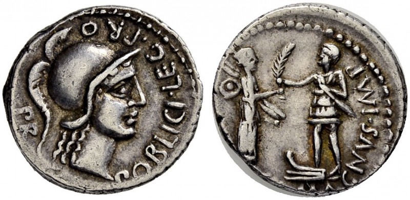 Cnaeus Pompeius Magnus. Denarius 46/45, Colonia Patricia (Cordoba). With M. Pobl...