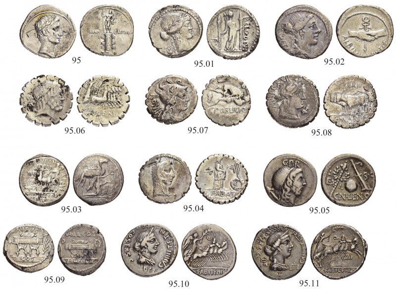 Lot. 13 different denarii. Among others the mint masters Q. Antonius Balbus, C. ...