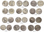 Lot. 13 different denarii. Among others the mint masters Q. Antonius Balbus, C. Annius. C. Marius. C. Poblicius, Cn. Lentulus, L. Roscius Fabatus, M. ...