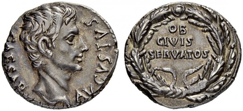 Augustus, 27 BC - 14 AD. Denarius 19, Colonia Patricia (Cordoba). CAESAR - AVGVS...