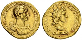 Hadrianus, 117-138. Aureus 117, Rome. Obv. IMP CAES TRAIAN HADRIANO AVG DIVI TRA PARTH F Laureate, draped and cuirassed bust to r. Rev. DIVI NER NEP P...